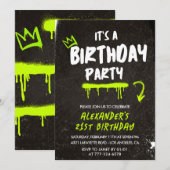 Invitations de 21e anniversaire Hommes Graffiti Pe (Devant / Derrière)