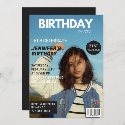 Invitations de 21e anniversaire Magazine Couvertur (Devant / Derrière)