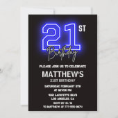 Invitations de 21e anniversaire Men Sport Neon (Devant)