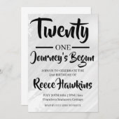 invitations de 21e anniversaire moderne noir et bl (Devant / Derrière)