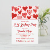 Invitations de 21e anniversaire Red Pink Hearts (Debout devant)