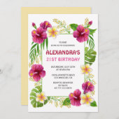 Invitations de 21e anniversaire Tropical Party Lua (Devant / Derrière)