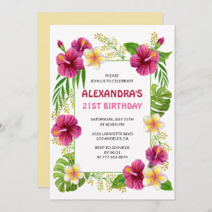 Invitations de 21e anniversaire Tropical Party Lua