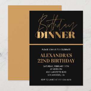 Invitations de 22e anniversaire Anniversaire Dîner