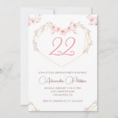 Invitations de 22e anniversaire Boho Floral Pink (Devant)