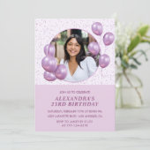 Invitations de 23e anniversaire Ballons Photo Purp (Debout devant)