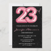 Invitations de 23e anniversaire Pink Balloon Glam (Devant)