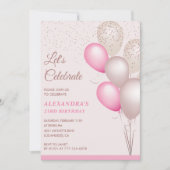 Invitations de 23e anniversaire Pink Balloons Conf (Devant)