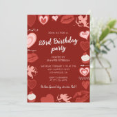 Invitations de 23e anniversaire Red Cute Hearts (Debout devant)