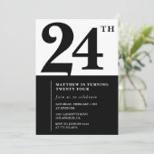 Invitations de 24e anniversaire Black and White El (Debout devant)