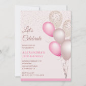 Invitations de 25e anniversaire Balloons Pink Conf (Devant)