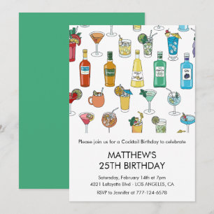 Invitations de 25e anniversaire Cocktail Contempor