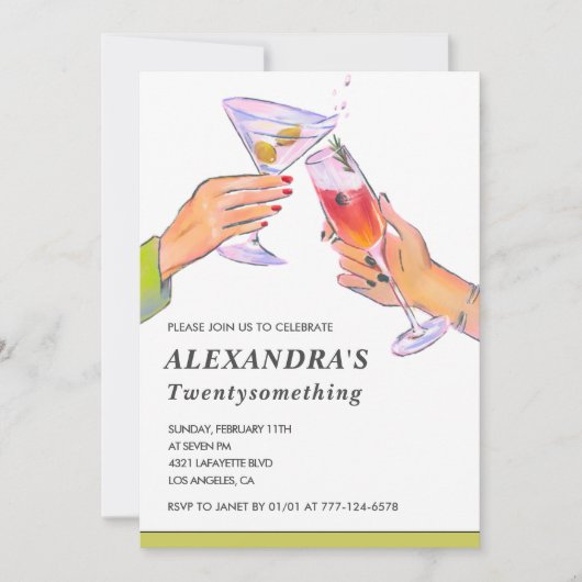 Invitations de 25e anniversaire Cocktail Fun Party (Devant)