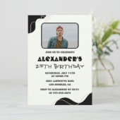 Invitations de 25e anniversaire Hommes Black Simpl (Debout devant)