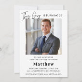 Invitations de 25e anniversaire Hommes Photo Elega (Devant)