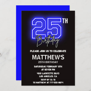 Invitations de 25e anniversaire Hommes Sport Neon