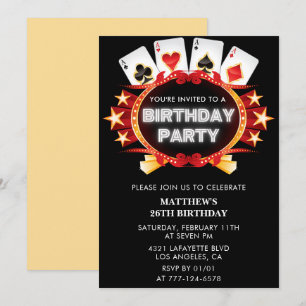 Invitations de 26e anniversaire Casino Vegas Homme