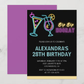 Invitations de 28e anniversaire Cocktail Neon Glow (Devant / Derrière)
