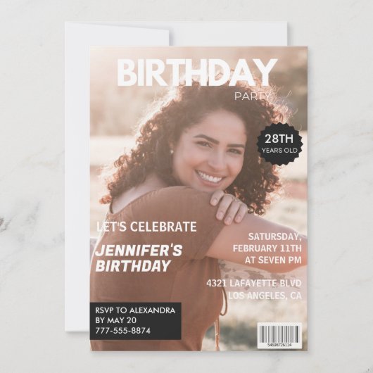 Invitations de 28e anniversaire pour sa couverture (Devant)