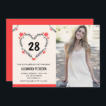 Invitations de 28e anniversaire pour son coeur flo<br><div class="desc">Invitations de 28e anniversaire pour ses Flowers Heart moderne</div>
