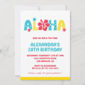 Invitations de 28e anniversaire Tropical Aloha Haw (Devant)