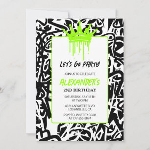 Invitations de 2e anniversaire Boy Party Graffiti 