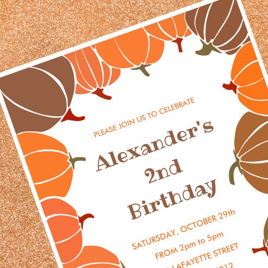 Invitations de 2e anniversaire d'Halloween citroui