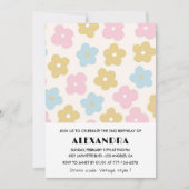 Invitations de 2e anniversaire Girl Blue Pink Flor (Devant)