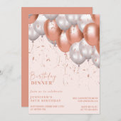 Invitations de 30e anniversaire Balloon Glam Rose (Devant / Derrière)
