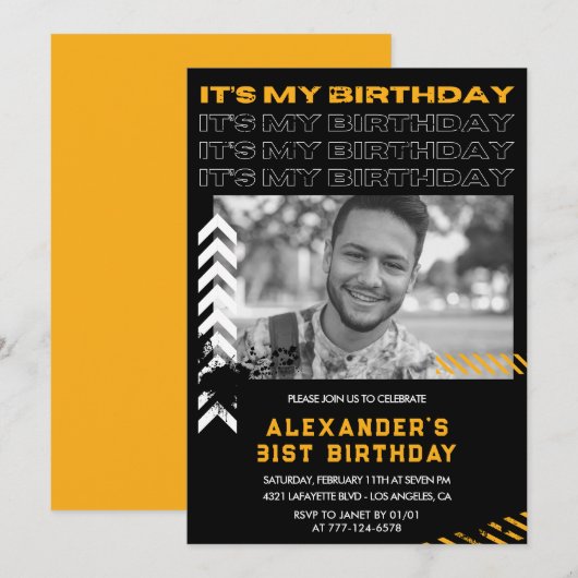 Invitations de 31e anniversaire Hommes Photo Spray (Devant / Derrière)