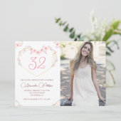 Invitations de 32e anniversaire Boho Floral Photo (Debout devant)