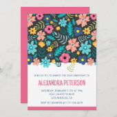 Invitations de 32e anniversaire Floral Pattern Pin (Devant / Derrière)