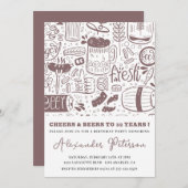 Invitations de 32e anniversaire Hommes Bière Vinta (Devant / Derrière)