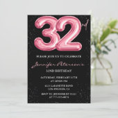 Invitations de 32e anniversaire Pink Balloon Glam  (Debout devant)