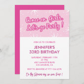 Invitations de 33e anniversaire 33 ans Pink Girly (Devant / Derrière)