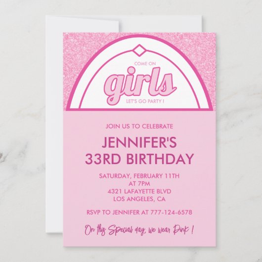 Invitations de 33e anniversaire Hot Pink Parties s (Devant)