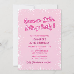 Invitations de 33e anniversaire Hot Pink Stars