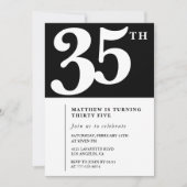 Invitations de 35e anniversaire Black White Elegan (Devant)