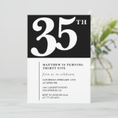 Invitations de 35e anniversaire Black White Elegan (Debout devant)