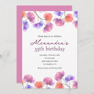 Invitations de 35e anniversaire Boho Floral Chic