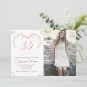 Invitations de 35e anniversaire Boho Floral Photo (Debout devant)