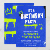 Invitations de 35e anniversaire Hommes Graffiti Sp (Devant / Derrière)