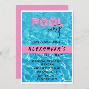 Invitations de 35e anniversaire Pool Party été
