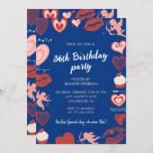 Invitations de 36e anniversaire de Pink Navy Blue (Devant / Derrière)