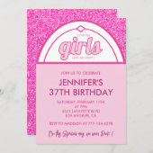 Invitations de 37e anniversaire rose Parties scint (Devant / Derrière)