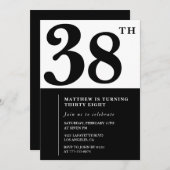 Invitations de 38e anniversaire Black and White El (Devant / Derrière)