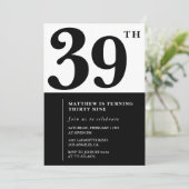 Invitations de 39e anniversaire Black and White El (Debout devant)