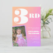 Invitations de 3e anniversaire Pink Orange Girl Ph (Debout devant)