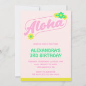 Invitations de 3e anniversaire Tropical Aloha Pink (Devant)