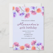 Invitations de 40e anniversaire Boho Floral Chic (Devant)